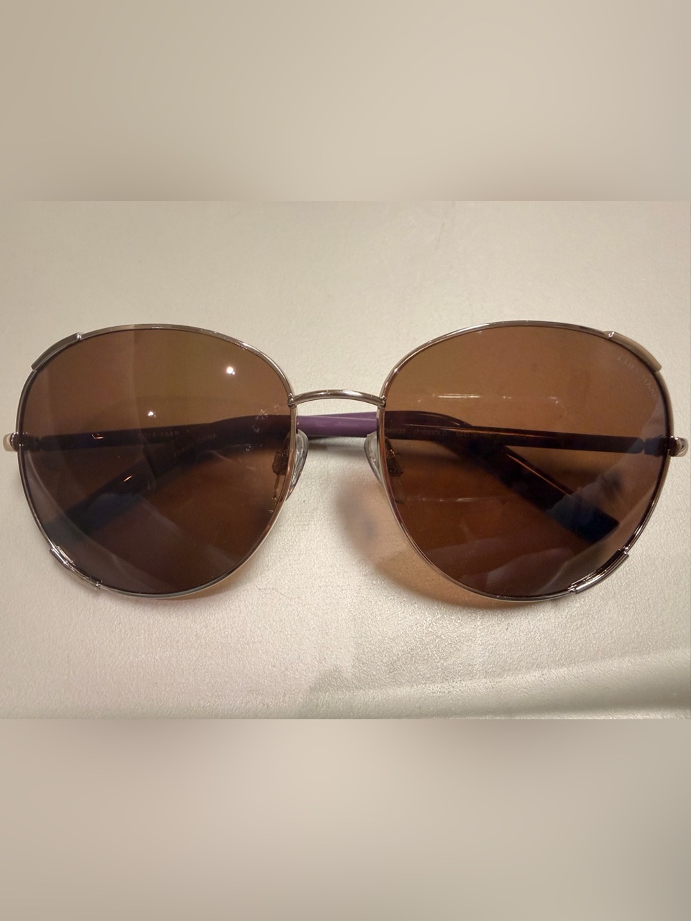Cole Haan Round Sunglasses with Brown Lenses and Silver Frame